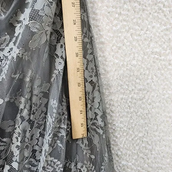 La Femme Portrait Neck Lace Gown Women's 14 Platinum Embellished Rhinestones - Picture 8 of 15